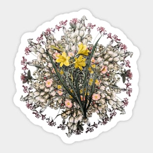 Vintage Daylily Flower Wreath Sticker